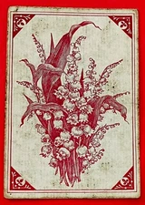 SQ28 Swap Playing Cards 1 Antique Square Corner Lily Of The Valley Flowers C1800