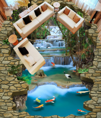 3d-waterfall-878-floor-wallpaper-murals-wall-print-decal-aj-wallpaper