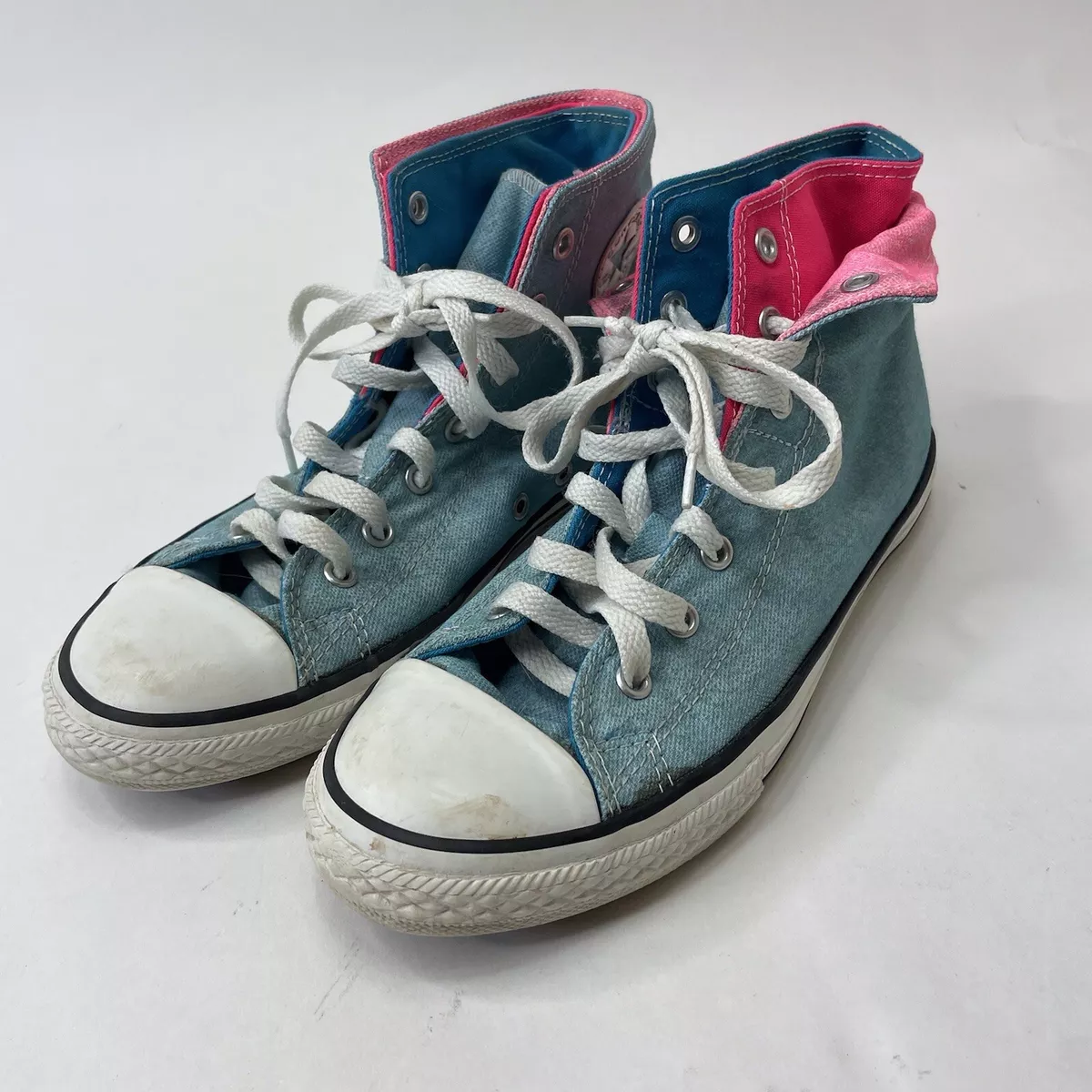 visdom Bulk nakke Converse All Star High Tops Chuck Taylor Womens Youth Size 5 Two Fold Blue  Pink | eBay