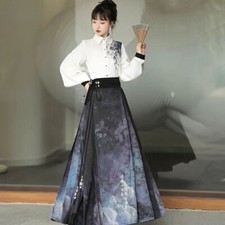 New Chinese Hanfu Horse Face Skirt Women's Suit Spring Summer Hanfu Daily Wear