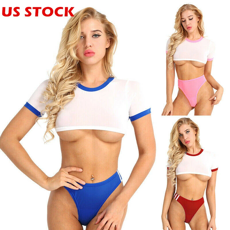 Women Sexy Yes Daddy Crop Tops Short Tank Vest Bra Blouse G-string Outfit