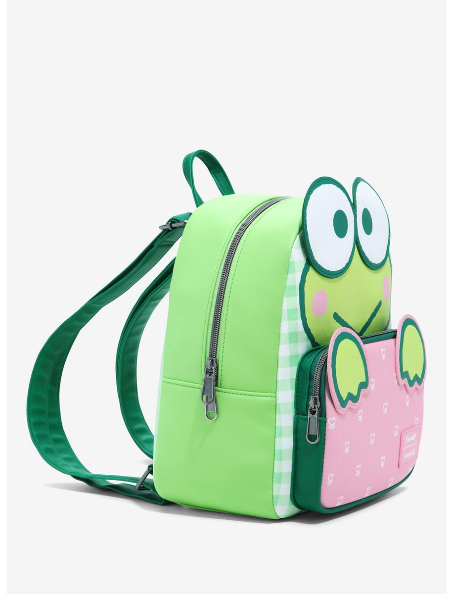Keroppi 3D Gingham Mini Backpack by Loungefly & Keychain New