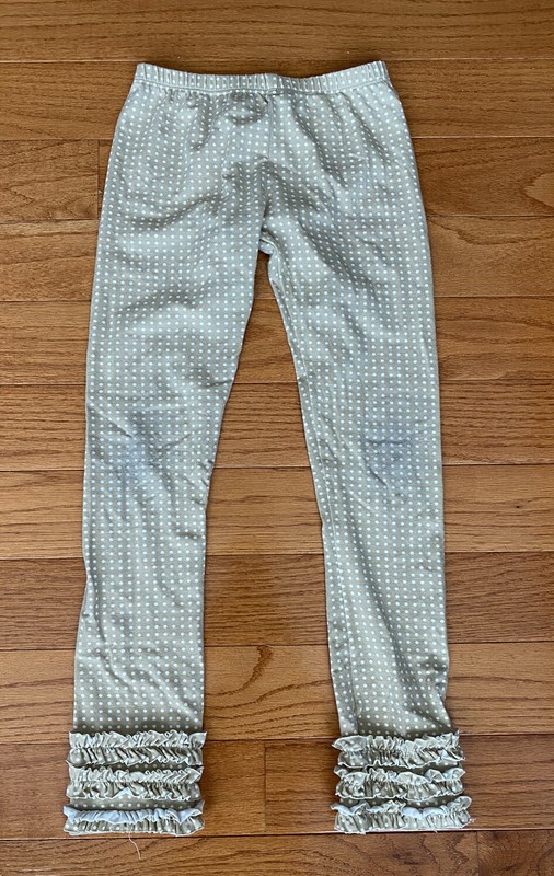 Persnickety Girls Tan Polka Dot Ruffle Leggings Made In The USA Size 10