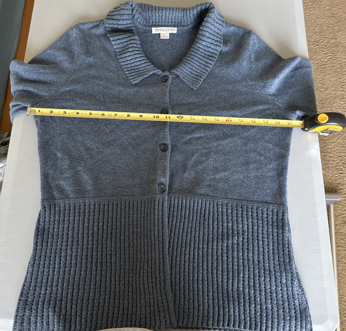 Woman’s Pendleton Large Knit Collared spring Blue… - image 9