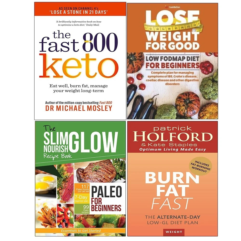Fast 800 Keto Michael, Burn Fat Fast,Low Fodmap Diet,Paleo Beginners 4 Books Set