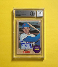 1968 TOPPS JERRY GROTE #582 SIGNED CARD BECKETT AUTH. AUTO 10 METS