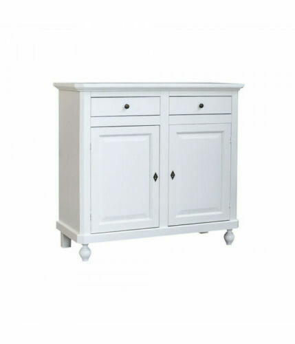 Commode Dressoir Portable Art Pauvre 2 Portes 2 Tiroirs Blanc Matt Classique - Photo 1/2