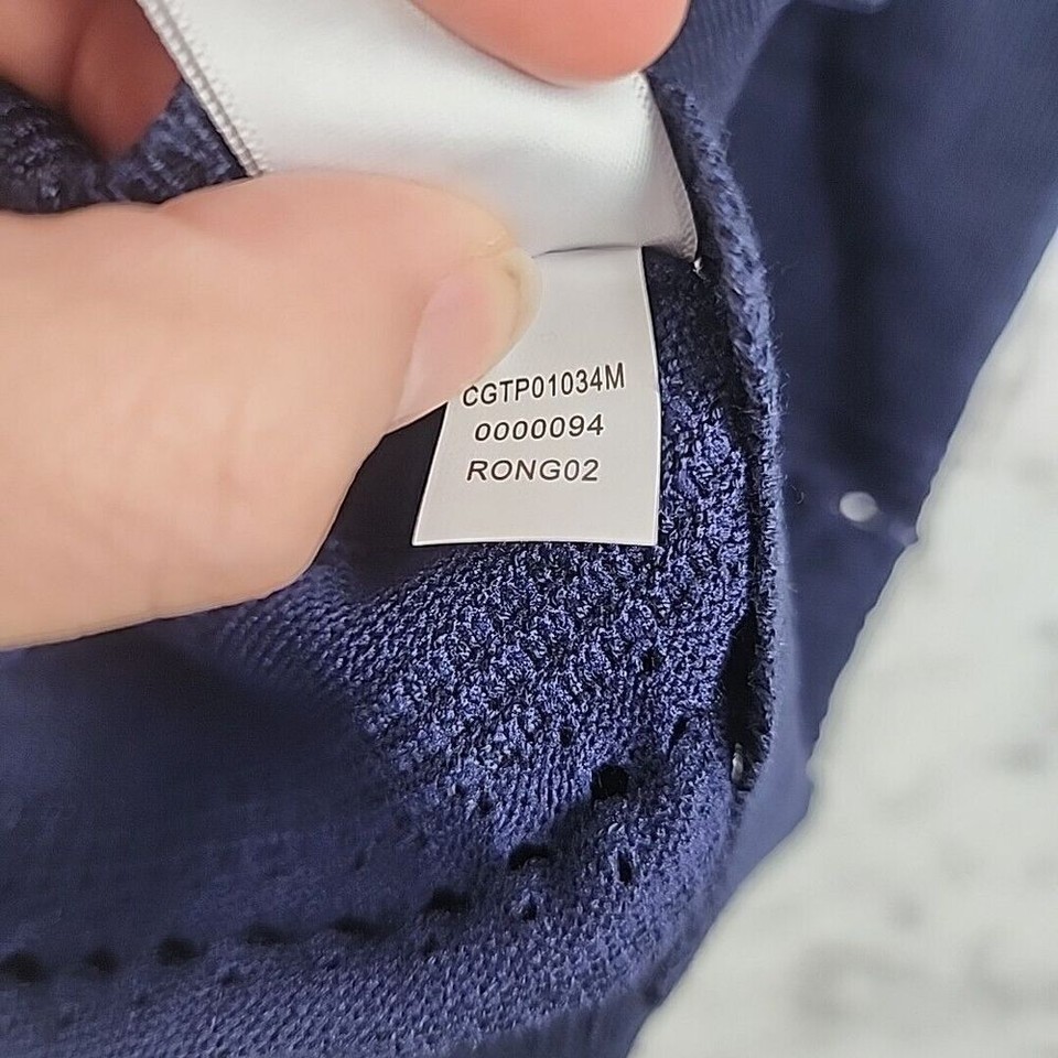 Cable & Gauge Knit High Neck Tank TOP Womens Size Medium Navy Cutouts