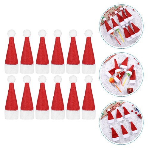 Fil Chenille 20 Pcs Mini Bonnet De Noel En Tricot, Mini Foulard De