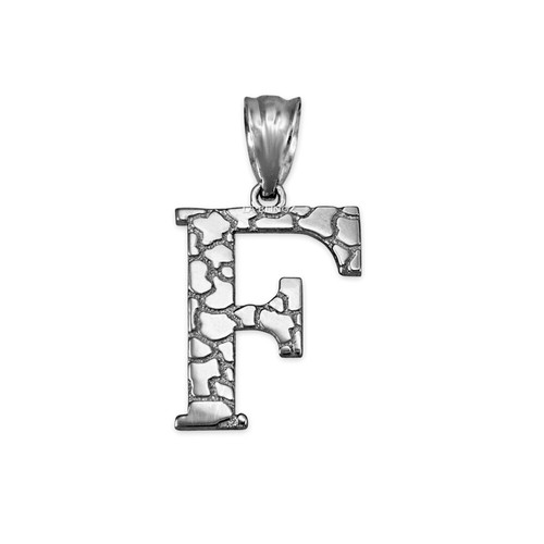 Sterling Silver Nugget Initial Pendant Necklace - Picture 29 of 78