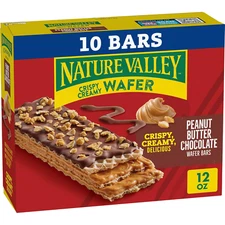 Nature Valley Wafer Bars, Peanut Butter Chocolate Flavored Snacks, 10 Bars, 13 O