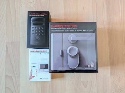 Switchbot Smart Lock Ultra silber, Keypad Vision 3D Hub Mini Matter, Geofencing!