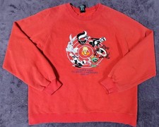VTG Warner Brothers Studio Store Looney Tunes Sweatshirt Fire Red L