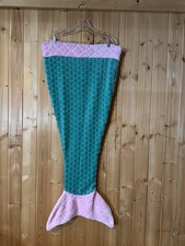 Kids Mermaid Tail Blanket Polyester 47 in Green Pink Machine Washable