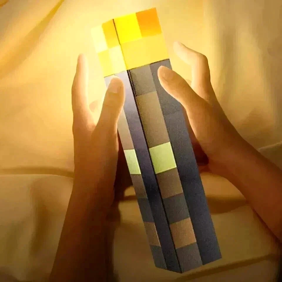 Minecraft Game USB Torch LED Lamp Night Light Rechargeable Home Decor Gift Kids - Image 2 of 4