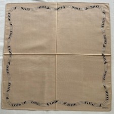 VTG Handkerchief Plain Brown Cotton Border Monogram Kangaroo Pocket Square 19" P