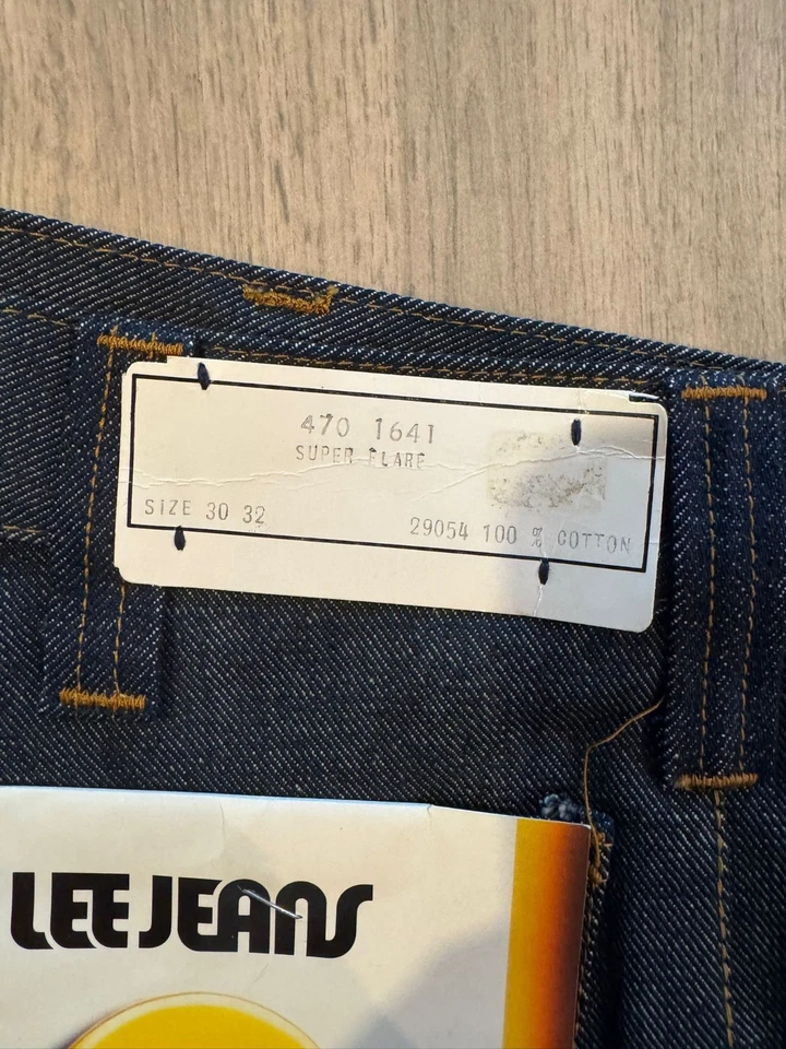 Vintage 1970s Lee Super Flare Denim Jeans 30W32L 100% Cotton Made in Belgium - Image 4 of 4