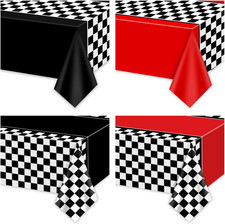 4 Pcs Racing Car Tablecloths, Race Car Birthday Party Decorations Black Checkere