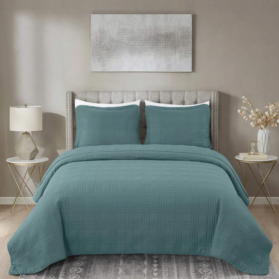 Chezmoi Collection 3-piece Oversized Quilt Bedspread Coverlet Set (15 Colors) - Image 2 of 4