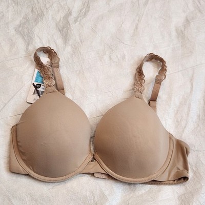 NATORI Pure Luxe Full Figure Underwire Contour Bra 34C Cafe Beige Lace Trim