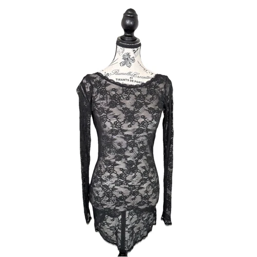 UNDERCOVER Abito Lingerie Victorias Secret Taglia M Nero Pizzo Manica Lunga Scollo Posteriore