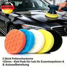 5 St&uuml;ck Polierschw&auml;mme 125mm &ndash; Klett Pads f&uuml;r Exzenterpolierer & Autoaufbereitun