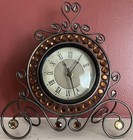 HOME INTERIORS Contessa Clock 10” x 10.25” Black Metal w/Acrylic Beads — photo 1