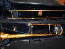 Vintage Conn Director USA Slide Trombone Brass Band Instrument Case Mouthpiece