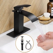 Widespread Sink Faucet Basin Vanity Mixer Bathroom Waterfall Tap  Drain Stopper