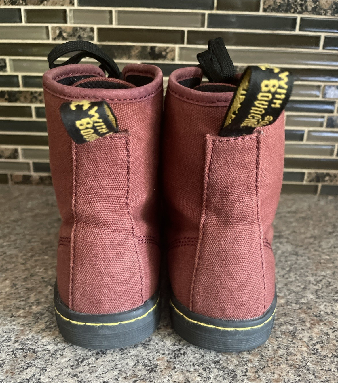 Doc Dr. Martens Shoreditch Oxblood Canvas Boots Women's Size 6 US Personalized thumbnail 6