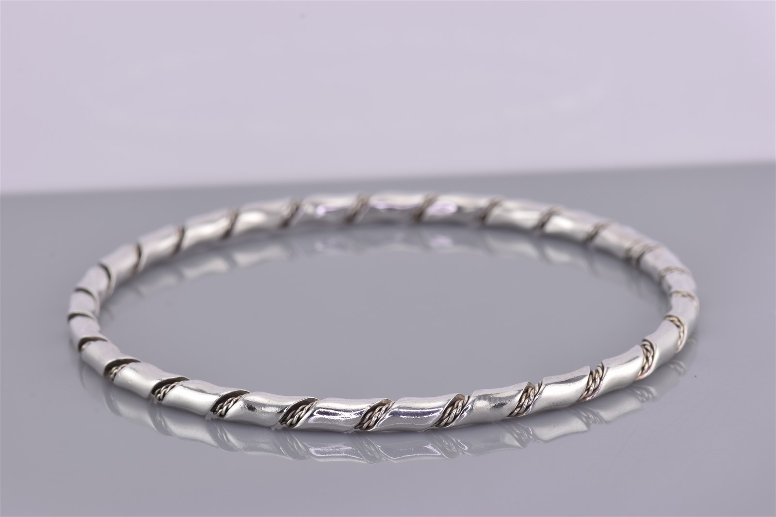 Sterling Silver 3mm Twisted Solid Round Bangle 92… - image 5