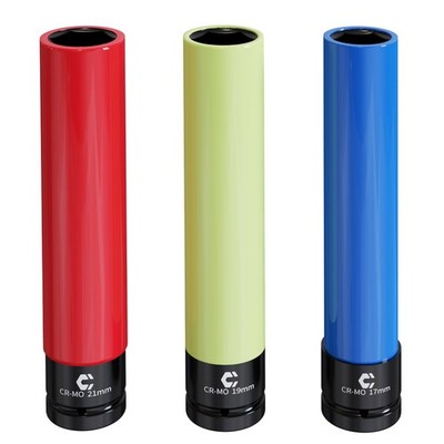 3tlg 1/2''extra lange 150mm Schoneinsätze,CrMo Stahl mit Nylonhülle für Alufelgen