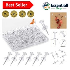 200 Pcs Push Pins Tacks, Thumb Tacks for Wall, Clear Plastic Head, Steel Poin...