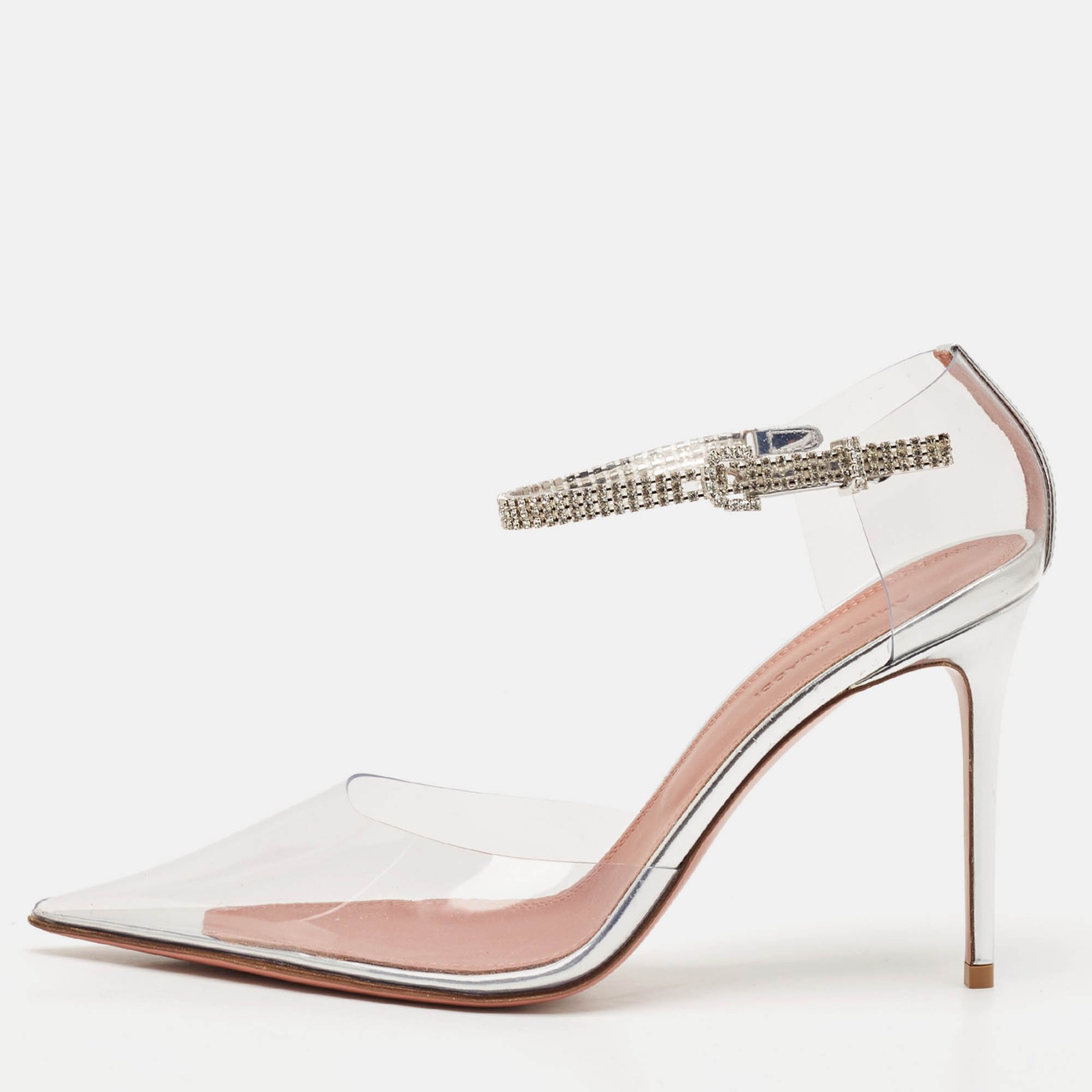 Amina Muaddi Ursina PVC & Leather Pumps in Size 39