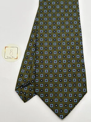 E.Marinella Silk Tie Green Floral Pattern Classic Made in Italy - Bild 1 von 4