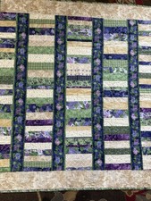 Patchwork Purple lilac quilted blanket 44x46 handmade