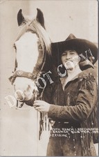 RPPC-Cowgirl-Cow Girl-Rodeo-Bronco Buster-Ruth Roach-Horse-1919-Real Photo