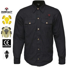 RIDERACT� Mens Flannel Motorcycle Shirt Armored Riding Jacket Motorbike Shirt