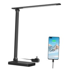 LED Desk Lamp with USB Charging Port,650LM Dimmable Home Office Touch Black