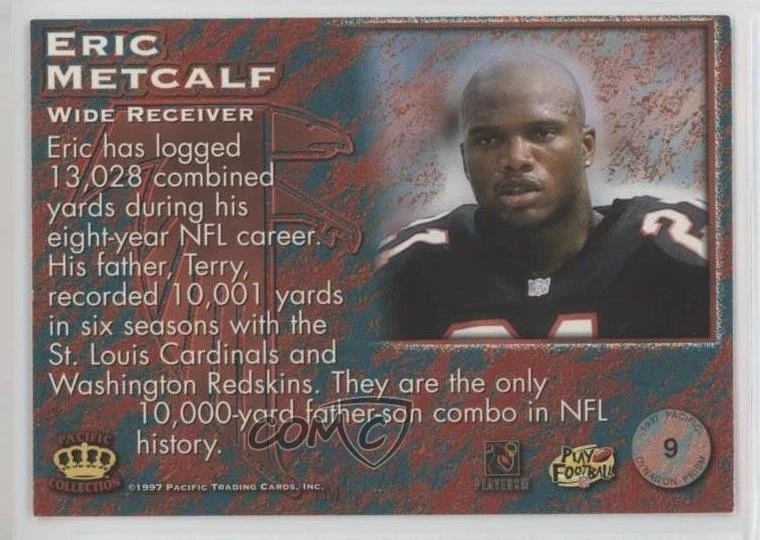 1997 Pacific Dynagon Prism Silver Eric Metcalf #9 - Image 2 of 2