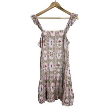 Agua Bendita Target Floral Botanical Mini Dress Pink Ruffle Boho Size M