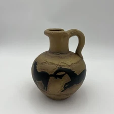 Decorative Pottery Clay Pitcher With Running Horses