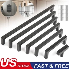 1-100Pack Matte Black Kitchen Cabinet Pulls Stainless Steel Drawer T Bar Handles
