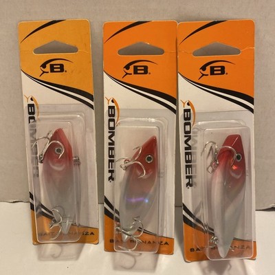 Lot of 3 Bomber Rattle Fishing Lures 3  Red Head Silver Holo RRV03CN NEW