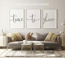 Time To Shine, Set of 3 Prints, Minimalist Art, Home Wall Decor, Triptych