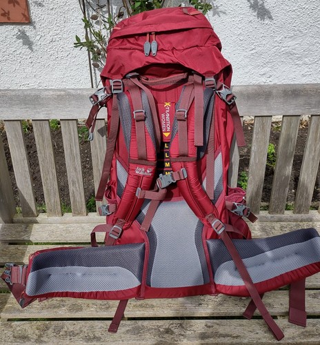 Jack Wolfskin Highland Trail 55 Rucksack - Backpack - Burgundy - BRAND NEW! - Picture 2 of 18