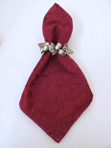 Waterford Exeter Claret Red Damask Tablecloth and 10 Napkins 124 x 68 Holiday - Picture 11 of 16