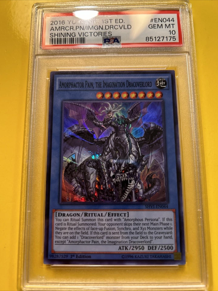 YuGiOh AMORPHACTOR PAIN, THE IMAGINATION DRACOVERLORD SHIV-EN044🔥PSA 10🔥1st ED - Image 2 of 4