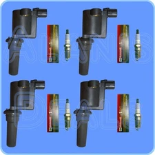 Set of 4 Motorcraft Spark Plugs + 4 ignition Coils For Ford Taurus V8-3.4L SHO