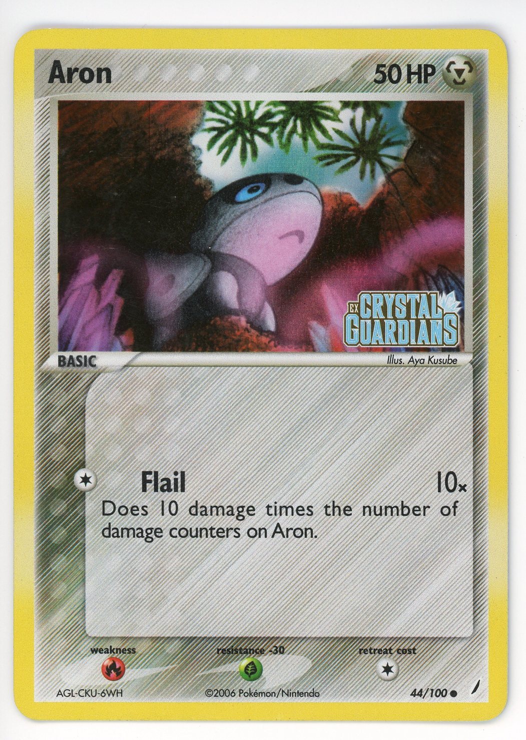 Pokemon Card Aron 44/100 Reverse Holo Foil EX Crystal Guardians NM